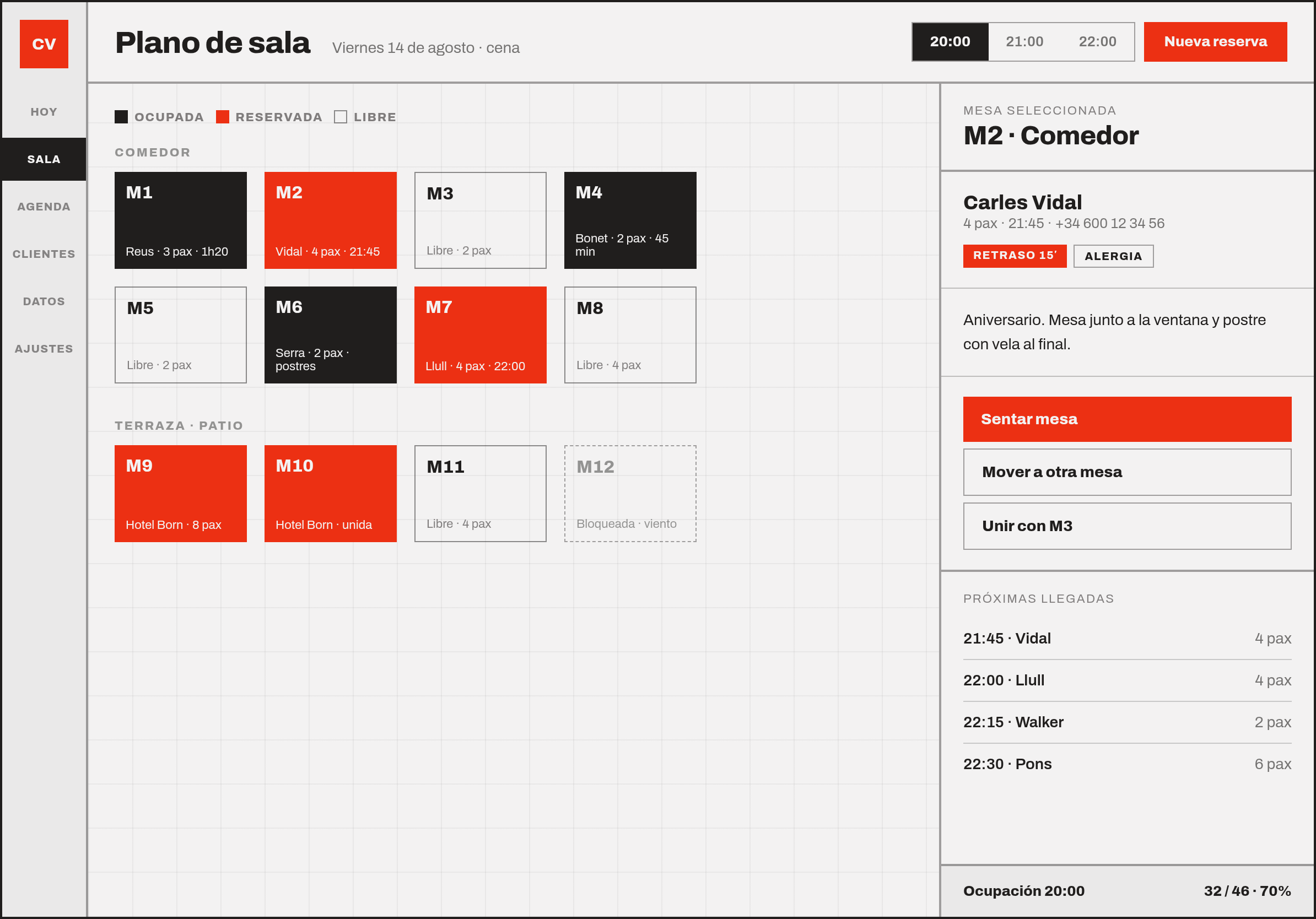 Plano de sala de Bauxa en tablet